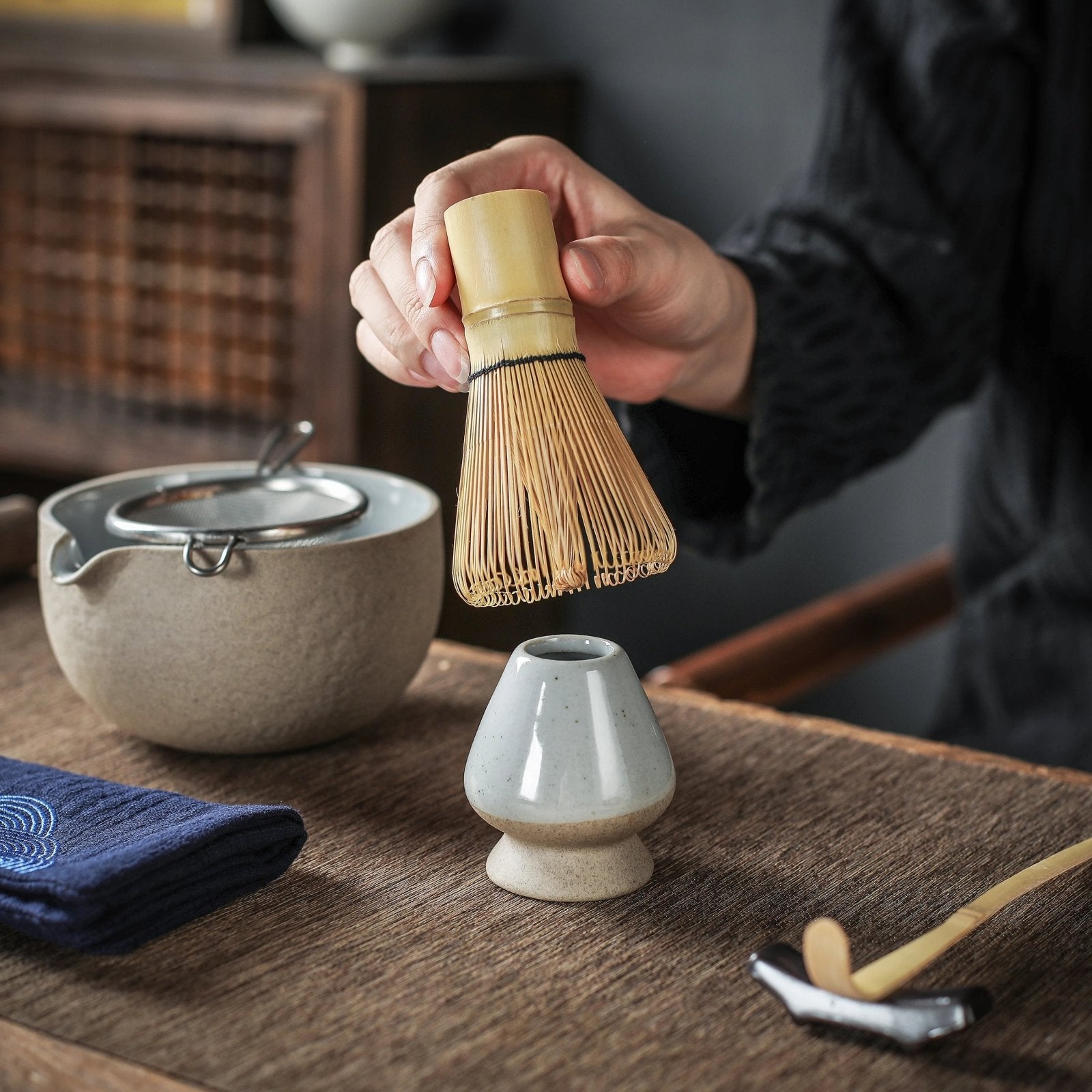 Japanese Matcha Ceremony Set, 8pcs/set with Paper Hand-Book, Bowl with Pouring Spout - TEANAGOO