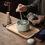 Luxury Japanese Matcha Tea Set with Bamboo Tea Tray & Canister, Various Color - TEANAGOO