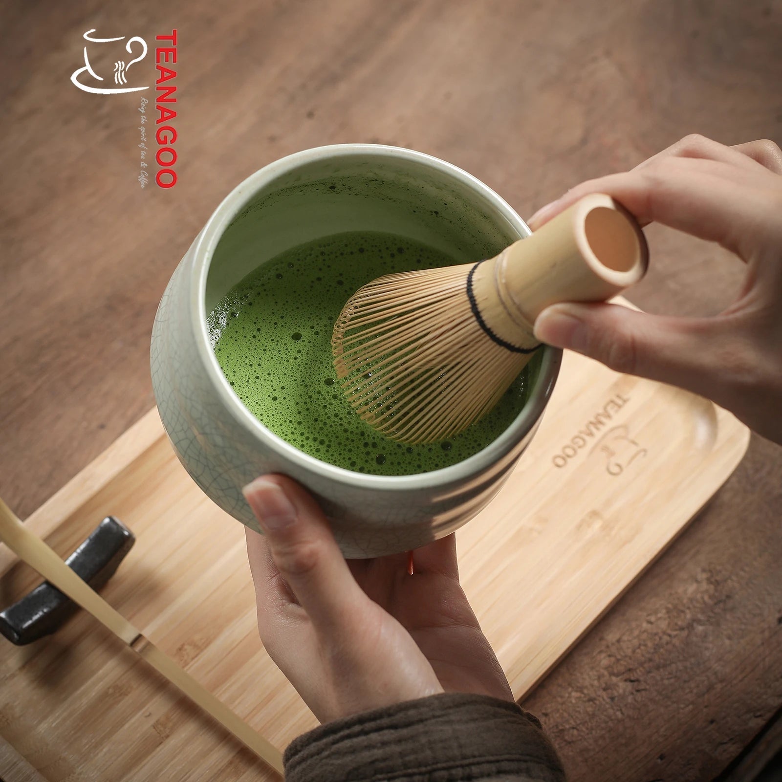 Luxury Japanese Matcha Tea Set with Bamboo Tea Tray & Canister, Various Color - TEANAGOO