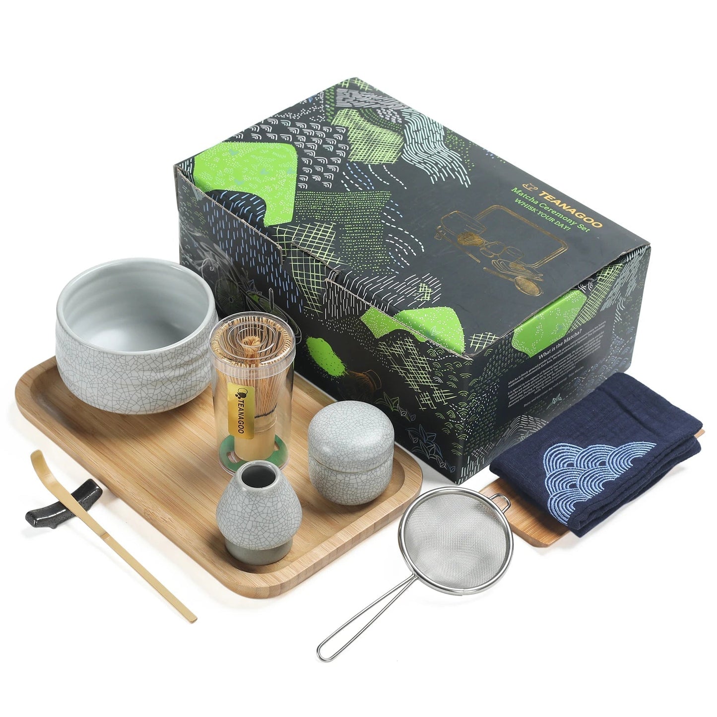 Marce Matcha Set - Whisk, Bowl, Sifter, Holder and Spoon - Perfect Matcha  Tea Kit (White)